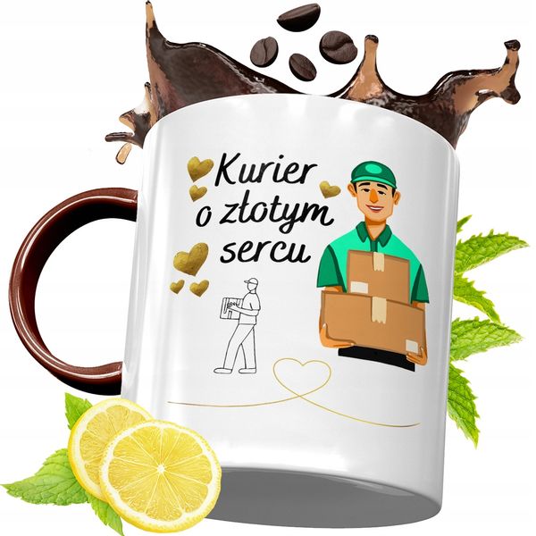 Kubek Bordowy Dla Kuriera Na Urodziny Prezent Z Nadrukiem Ze Zdjęciem zdjęcie 1