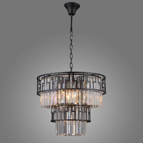 Żyrandol LAMPA wisząca FILIP PND-43493-7A Italux glamour OPRAWA kryształowy ZWIS crystal przezroczysta czarna na Arena.pl