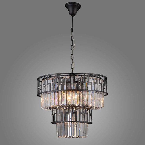 Żyrandol LAMPA wisząca FILIP PND-43493-7A Italux glamour OPRAWA kryształowy ZWIS crystal przezroczysta czarna zdjęcie 3
