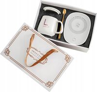 Kubek z Podstawką Podgrzewaną USB Podgrzewacz Łyżeczka Zestaw na Prezent