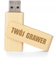 GRAWEROWANY PENDRIVE reklamowy LOGO FIRMY NAPIS Pamięć USB bambusowa 1 szt