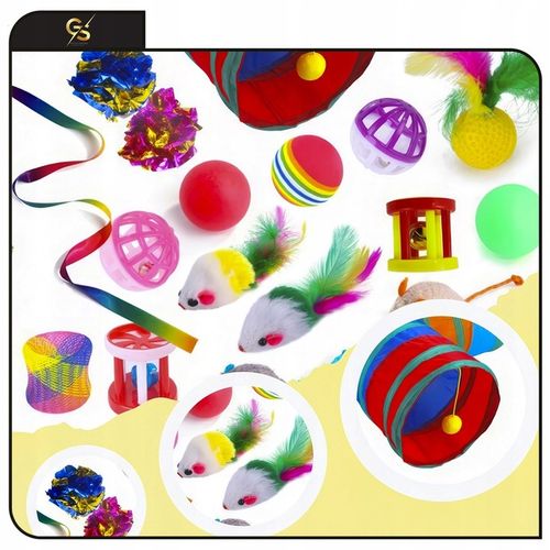 Zestaw Zabawki Dla Kota Mysz Wędka Piłki Duży Domek Tunel dla Kota 20 el XL na Arena.pl