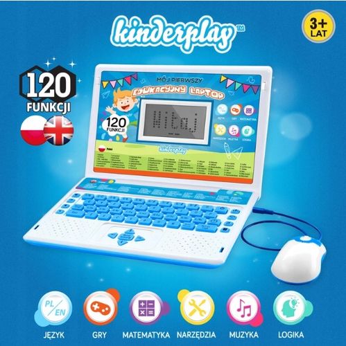 KINDERPLAY LAPTOP DLA DZIECI EDUKACYJNY DO NAUKI LITEREK LICZENIA 120 OPCJI na Arena.pl