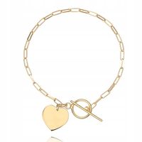 BRANSOLETA SREBRNA POZŁACANA Z OZDOBNYM ZAPIĘCIEM SERCE