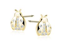 ZŁOCONE SREBRNE KOLCZYKI BIEDRONKI BIAŁE CYRKONIE