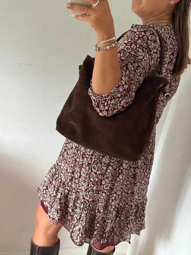 Torba Flora&Co torebka duża worek zamsz zamszowa eco brązowa czekoladowy na Arena.pl