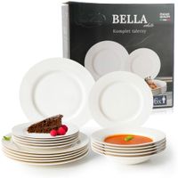 SERWIS OBIADOWY PORCELANOWY 18EL ZESTAW TALERZY BIAŁYCH PORCELANA NA 6 OSÓB