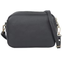 VERA PELLE torebka skórzana listonoszka z paskiem na ramię V486 grafitowa