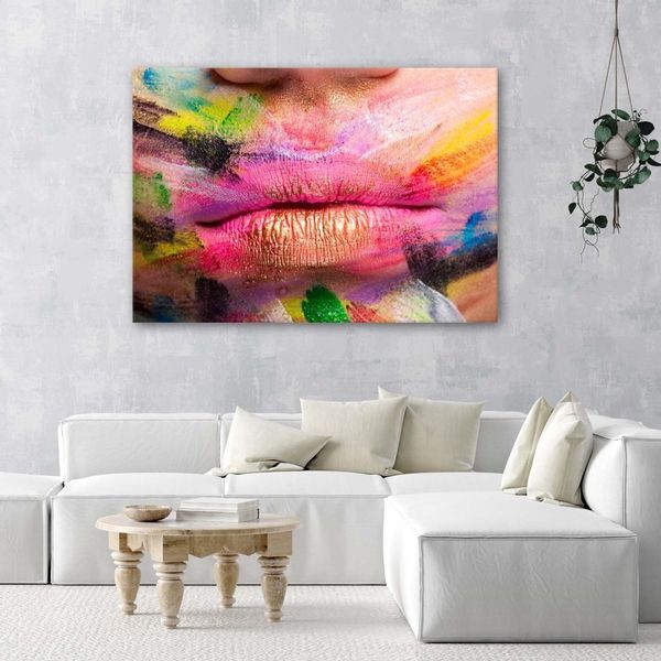 Emaga Obraz na płótnie, Kolorowe usta abstrakcja - 60x40 zdjęcie 2