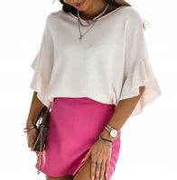 COCOMORE Sweterkowa Bluzka z Falbanką Biała