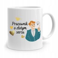 Dla Pracownika Robotnika Kubek O Złotym Sercu Z Nadrukiem Ze Zdjęciem