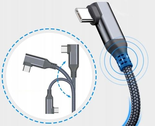 Kabel przewód VR Link USB-C USB-C w oplocie kątowy 5m VR do QUEST 2,3 na Arena.pl