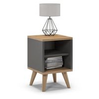 Szafka nocna na nóżkach, SKAND, 30x30x45 cm, grafit, dąb, mat | TYLETEGOTU