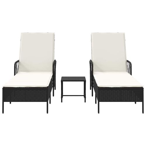 Leżak z poduszką 2-osoba 2 pcs Czarny 35 x 35 x 32cm polirattan na Arena.pl