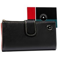 czarny damski portfel skórzany na zatrzask - peterson