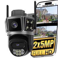 2 x PODWÓJNA KAMERA 2X5MP 5GHz ZOOM ZEWNĘTRZNA OBROTOWA IP WIFI ALARM DETEK