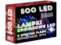 LAMPKI CHOINKOWE 500 LED 35M ZEWNĘTRZNE IP44 + FLASH OŚWIETLENIE NA CHOINKĘ
