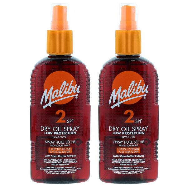 Malibu Dry Oil Spray SPF2 Olejek Brązujący Do Opalania 200ml x2szt zdjęcie 1