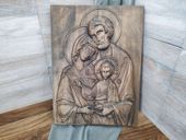 Ikona Płaskorzeźba drewniana Święta Rodzina V prezent ślub obraz 20 cm