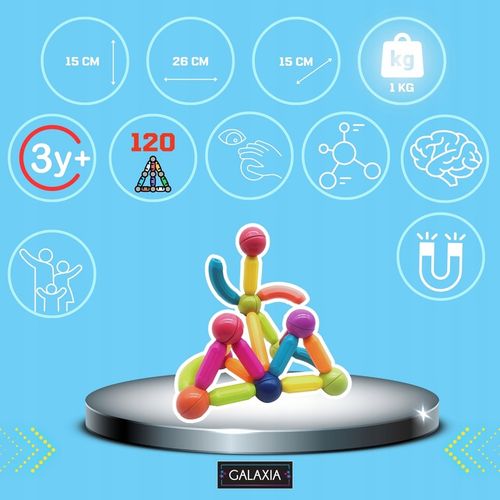 KLOCKI MAGNETYCZNE GALAXIA DUŻE Konstrukcyjne Dla Dzieci 120 el Magnetic na Arena.pl