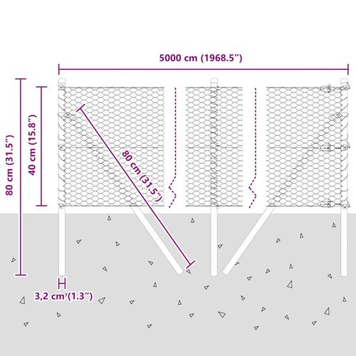 Ogrodzenie z słupkami Srebrny 0.4 x 50 m Stal pokryta PCV na Arena.pl