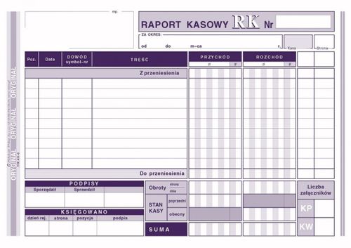 DRUK RAPORT KASOWY TYP 411-3 A5 na Arena.pl