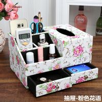 Skórzany Organizer Kosmetyczny - Na Biżuterię Z Szufladami pink flowers M