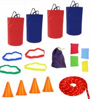 Zestaw sportowy animacyjny worki szarfy woreczki pachołki gimnastyczne 18el