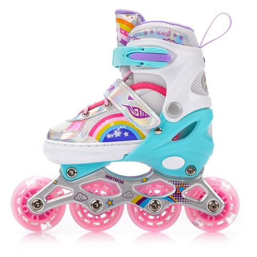 ROLKI REGULOWANE DLA DZIECI METEOR RAINBOW M 34-37 kółka LED but półmiękki na Arena.pl