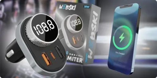 TRANSMITER ŁADOWARKA BLUETOOTH FM QC 4.0 PD USB-C zdjęcie 2