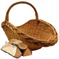 KOSZ WIKLINOWY NA DREWNO DO KOMINKA OWALNY JASNY KOSZYK WIKLINA Rozmiar L