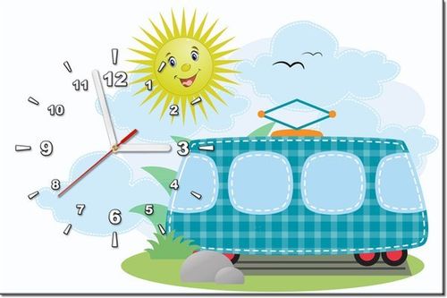 60CM 40CM ZEGAR OBRAZ NIEBIESKI TRANWAJ DRUK PŁÓTNO RAMA na Arena.pl