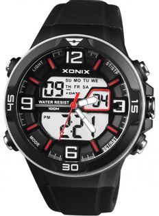 Xonix Elektroniczny zegarek męski, LCD/LED + Analog, alarm, podświetlenie, WR 100M, antyalergiczny
