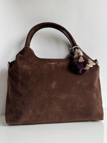 Torebka Flora&Co duża czekoladowa zamsz eco zamszowa breloczek brąz shopper na Arena.pl