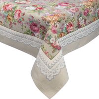 Obrus dekoracyjny gobelin 140x180 Eurofirany oliwkowy w róże