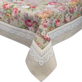 Obrus dekoracyjny gobelin 140x180 Eurofirany oliwkowy w róże