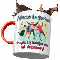 Kubek Pomarańczowy Powitanie Przywitanie W Pracy Z Nadrukiem Ze Zdjęciem