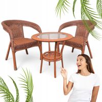 ZESTAW MAS-RS-BR BRĄZ 2 KRZESŁA + STOLIK