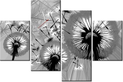 120CM 80CM ZEGAR 4 ELEM DMUCHAWCE CZERNI BIELI OBRAZ ŚCIENNY na Arena.pl