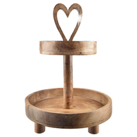 PATERA DREWNIANA 2-POZIOMOWA NA CIASTO OWOCE ETAŻERKA STOJAK 42 CM