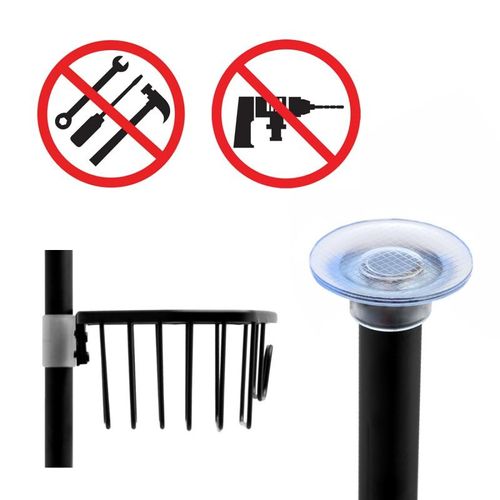 Półka teleskopowa pod prysznic do wanny aluminowa czarna - Yoka na Arena.pl