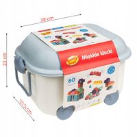 SMILY PLAY MIĘKKIE KLOCKI 80 elementów, klocki dla malucha +18 m-cy