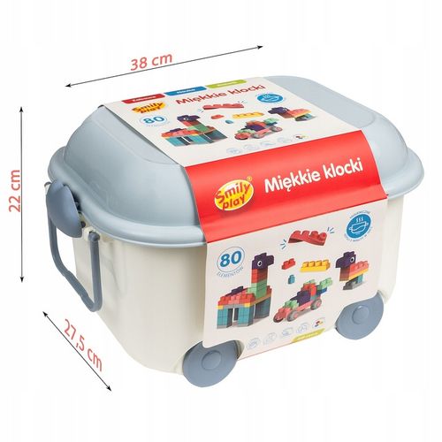 SMILY PLAY MIĘKKIE KLOCKI 80 elementów, klocki dla malucha +18 m-cy na Arena.pl