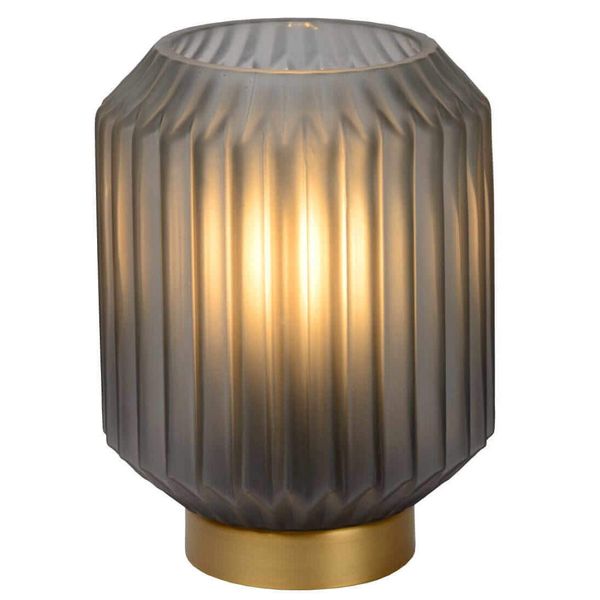 Loftowa LAMPA stołowa SUENO 45595/01/51 Lucide szklana LAMPKA stojąca nocna złota przydymiona zdjęcie 2