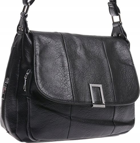 ŚREDNIA TOREBKA DAMSKA LISTONOSZKA Z KLAPKĄ czarny na Arena.pl