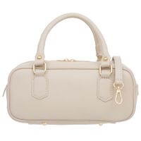 VERA PELLE torebka damska skórzana kuferek z paskiem na ramię V669 kremowa