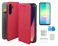 Etui z klapką do SAMSUNG GALAXY A27 5G magnet czerwony + folia ochronna TPU