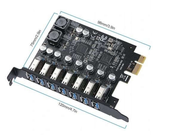 Adapter Kontroler Karta PCI-E na 7x USB 3.0 HUB zdjęcie 3
