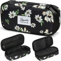 Piórnik dwukomorowy w kwiaty saszetka do szkoły dwie komory pojemny ZAGATTO