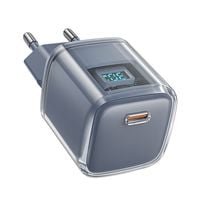ładowarka sieciowa z wyświetlaczem pd 30w gan3 usb-c szara